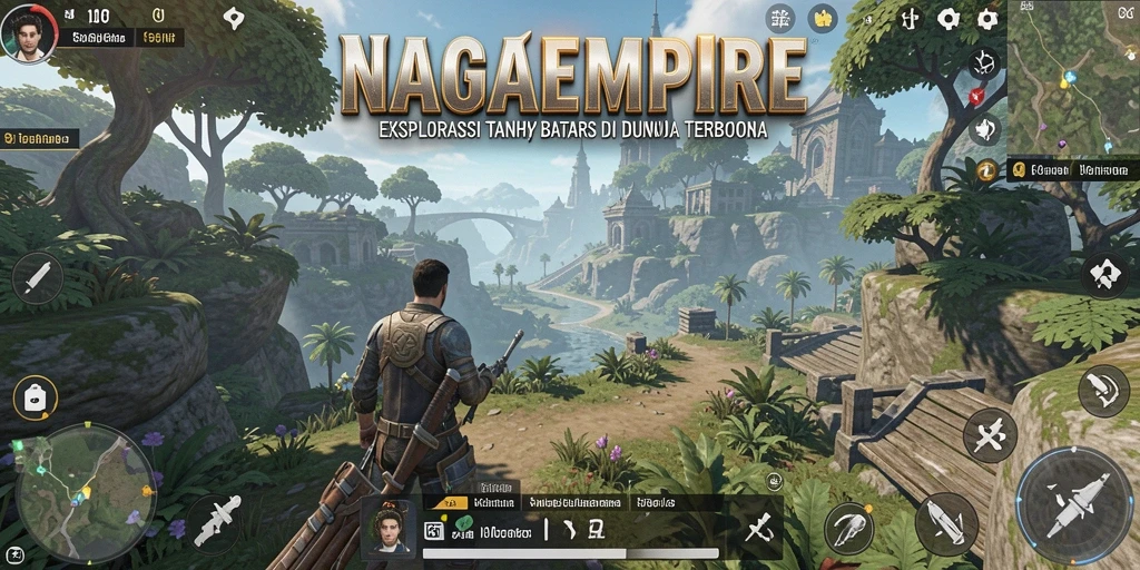 Screenshot gameplay NAGAEMPIRE menampilkan eksplorasi dunia terbuka yang menakjubkan.
